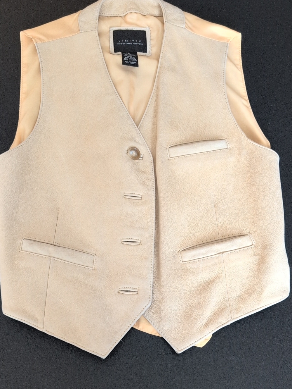 The Limited Cream Leather Vest